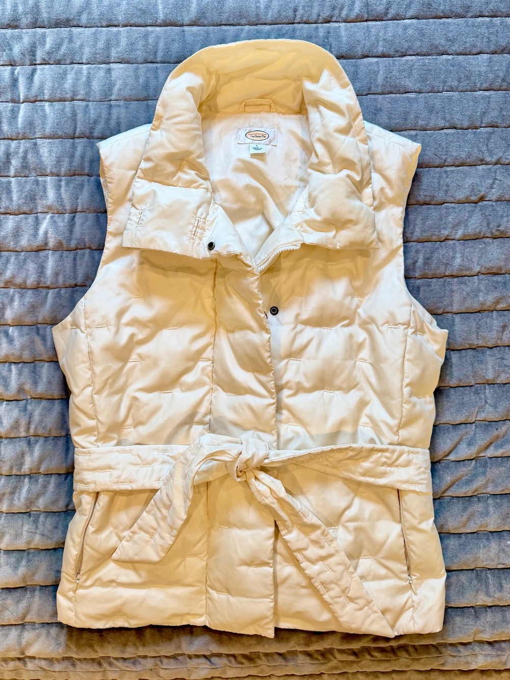 Talbots Cream Quilted Belted Puffer Vest - Women’s Large
